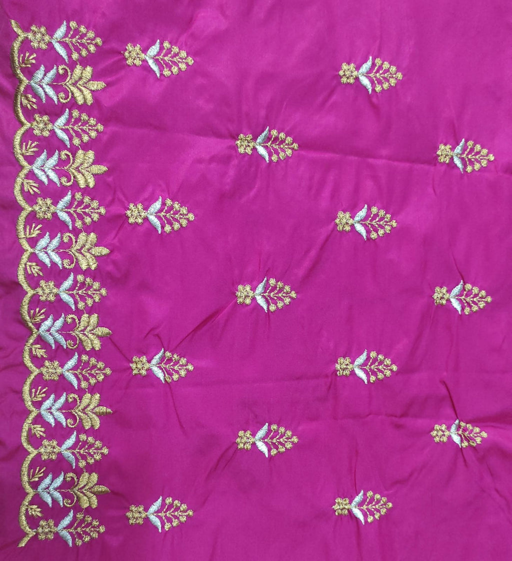 Embroidery Blouse Fabric – Designer Half Pattu Blouse Material (1.25 Meter)
