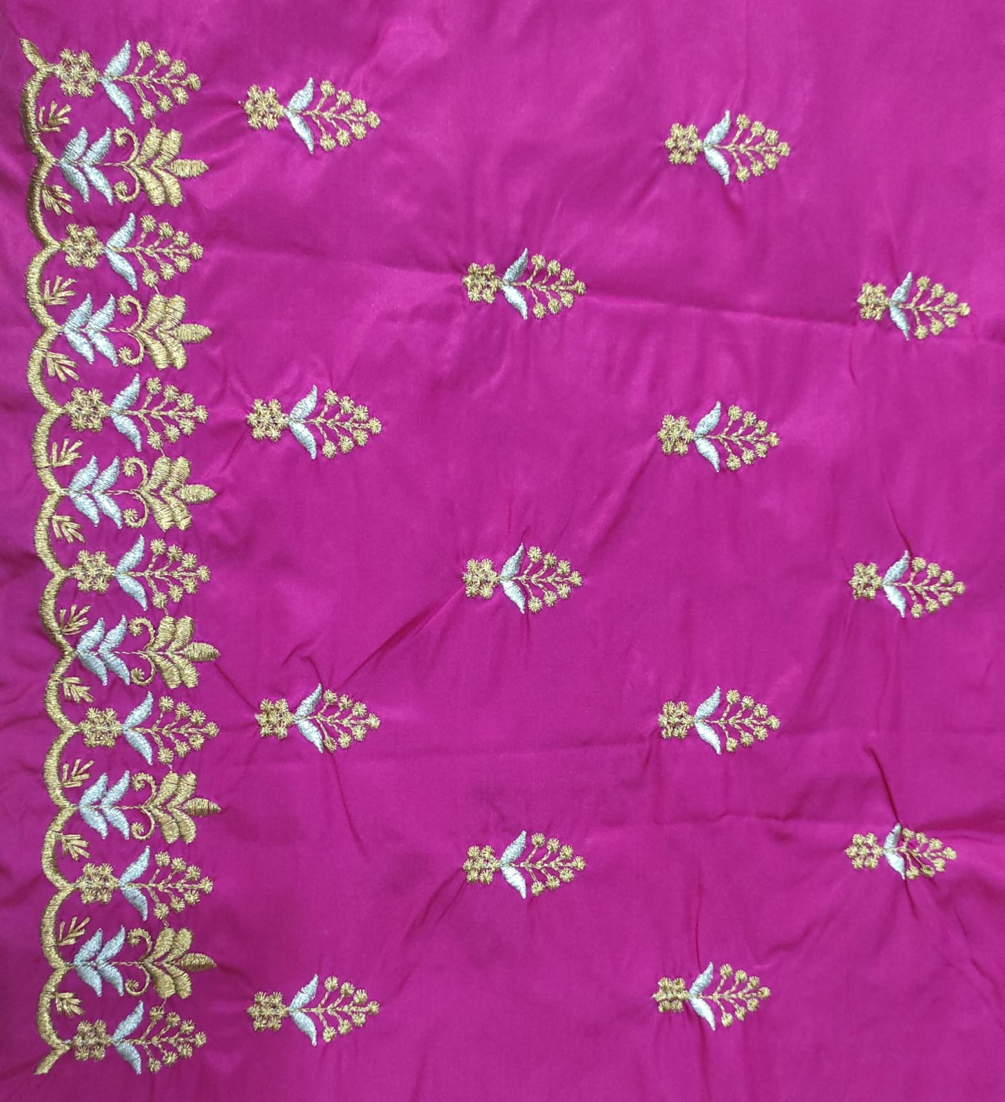 Embroidery Blouse Fabric – Designer Half Pattu Blouse Material (1.25 Meter)