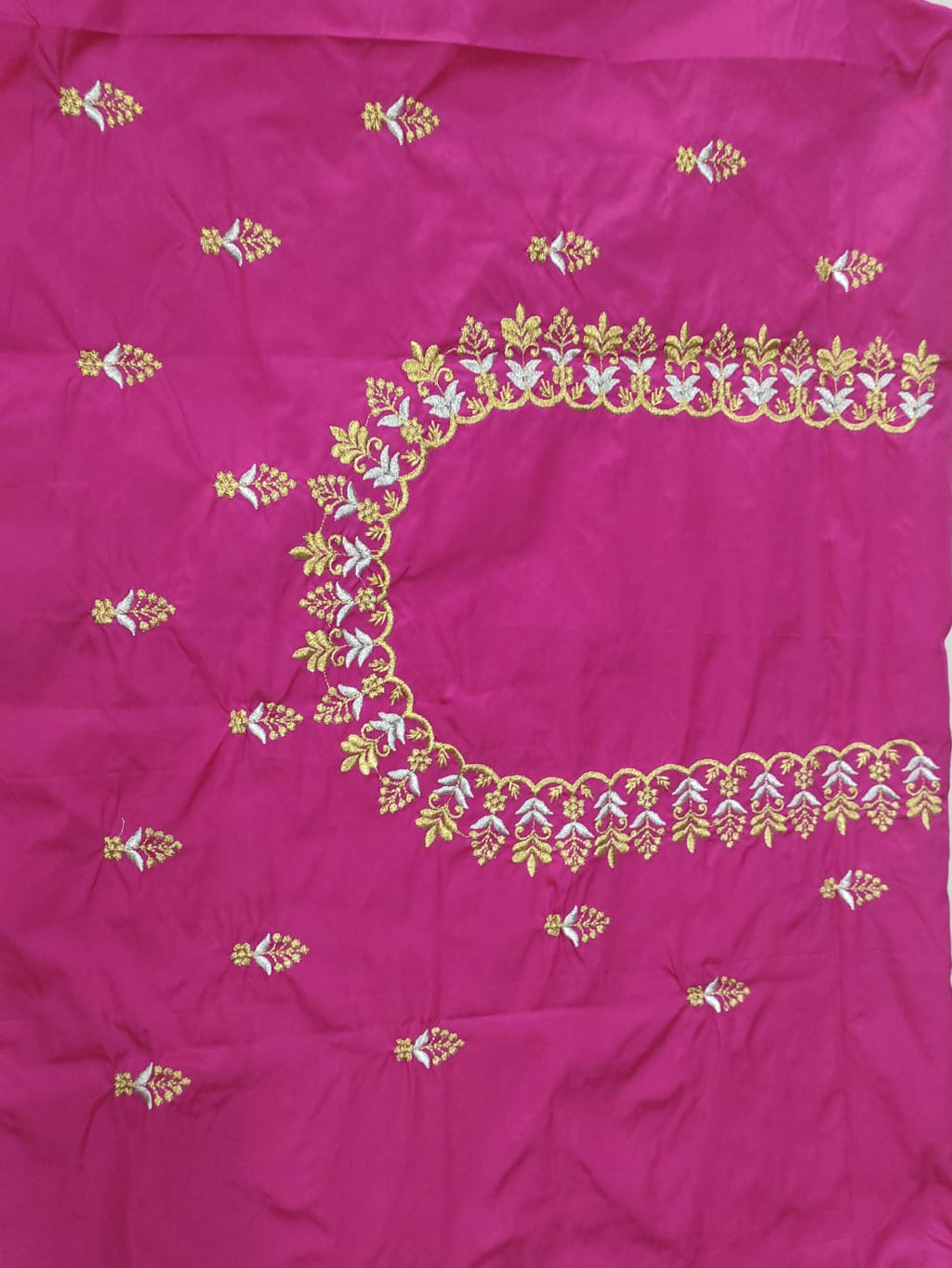 Embroidery Blouse Fabric – Designer Half Pattu Blouse Material (1.25 Meter)