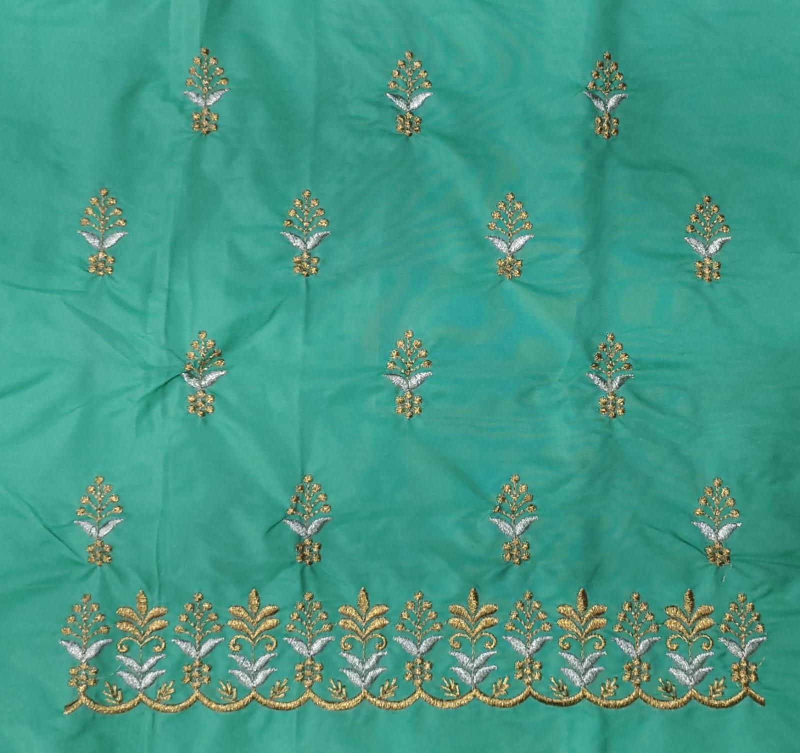 Embroidery Blouse Fabric – Designer Half Pattu Blouse Material (1.25 Meter)