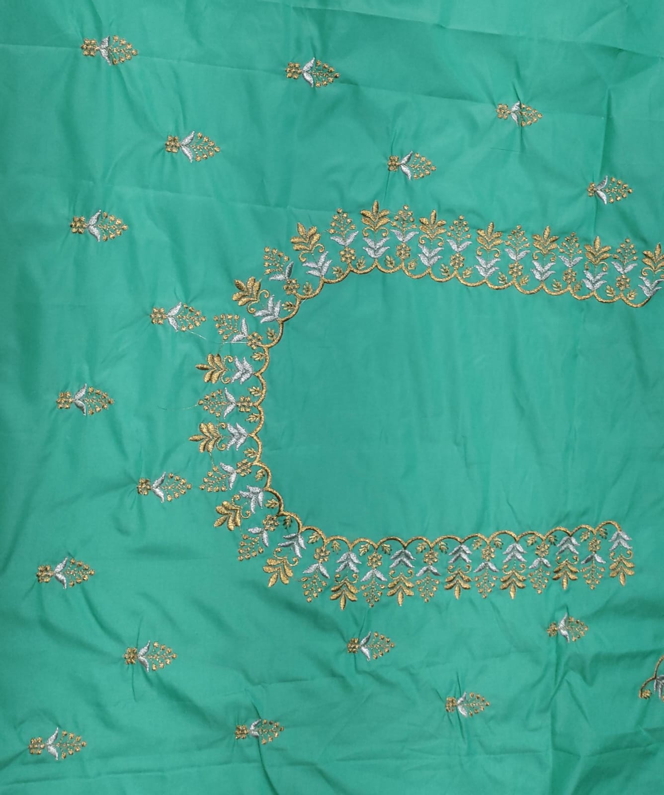 Embroidery Blouse Fabric – Designer Half Pattu Blouse Material (1.25 Meter)