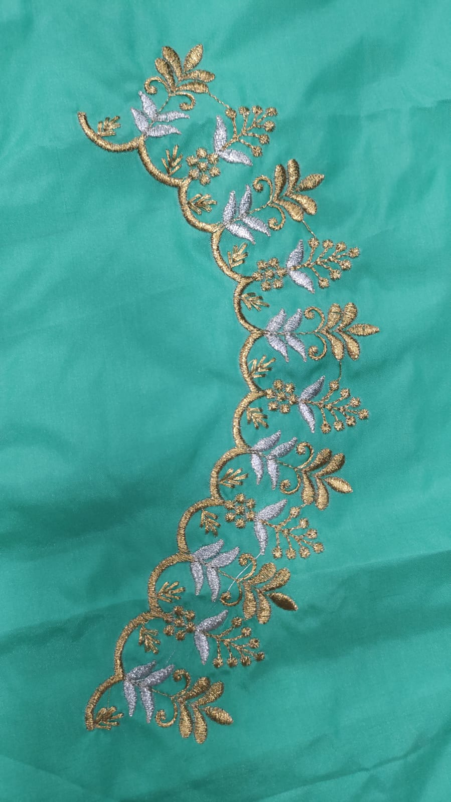 Embroidery Blouse Fabric – Designer Half Pattu Blouse Material (1.25 Meter)