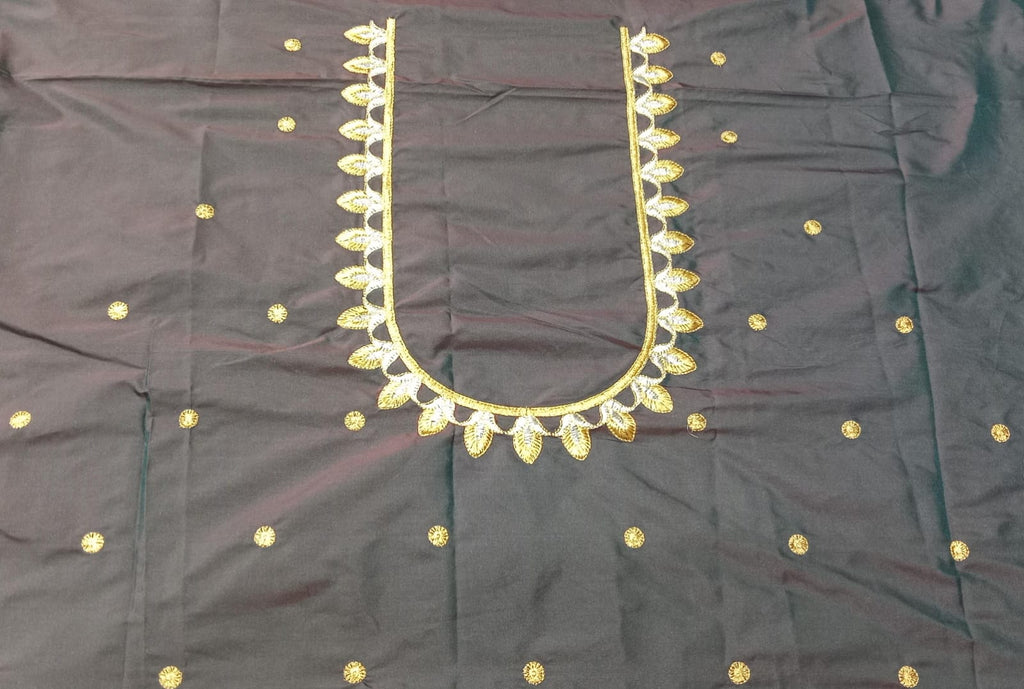 Embroidery Blouse Fabric – Designer Half Pattu Blouse Material (1.25 Meter)