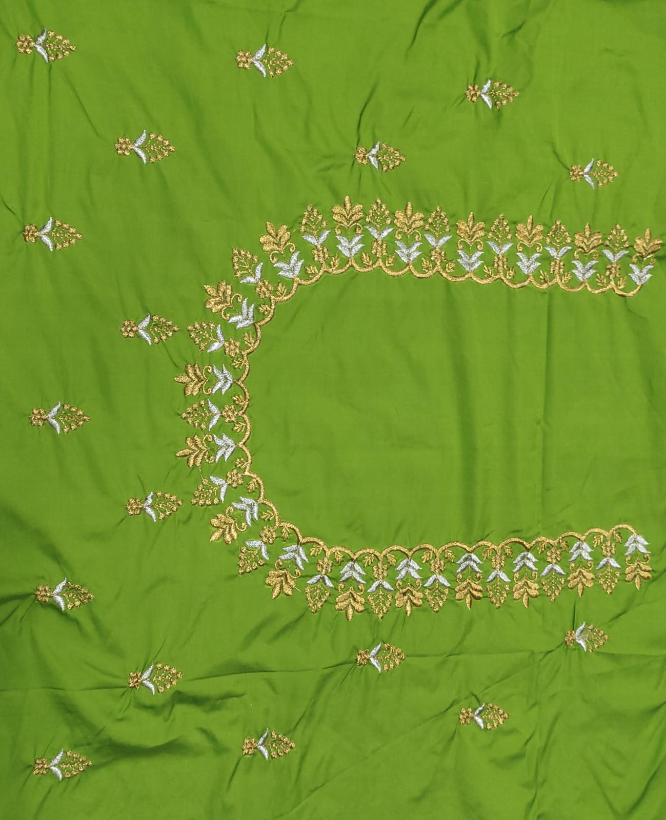Embroidery Blouse Fabric – Designer Half Pattu Blouse Material (1.25 Meter)