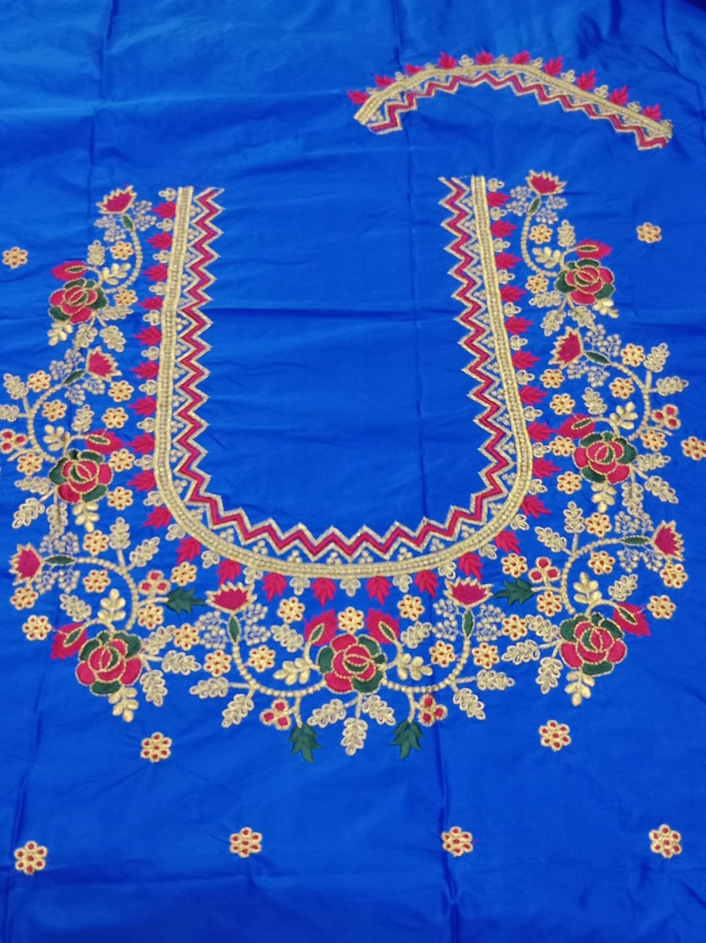 Embroidery Blouse Fabric – Designer Half Pattu Blouse Material (1.25 Meter)