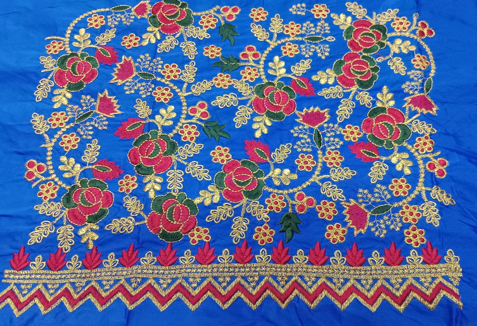 Embroidery Blouse Fabric – Designer Half Pattu Blouse Material (1.25 Meter)