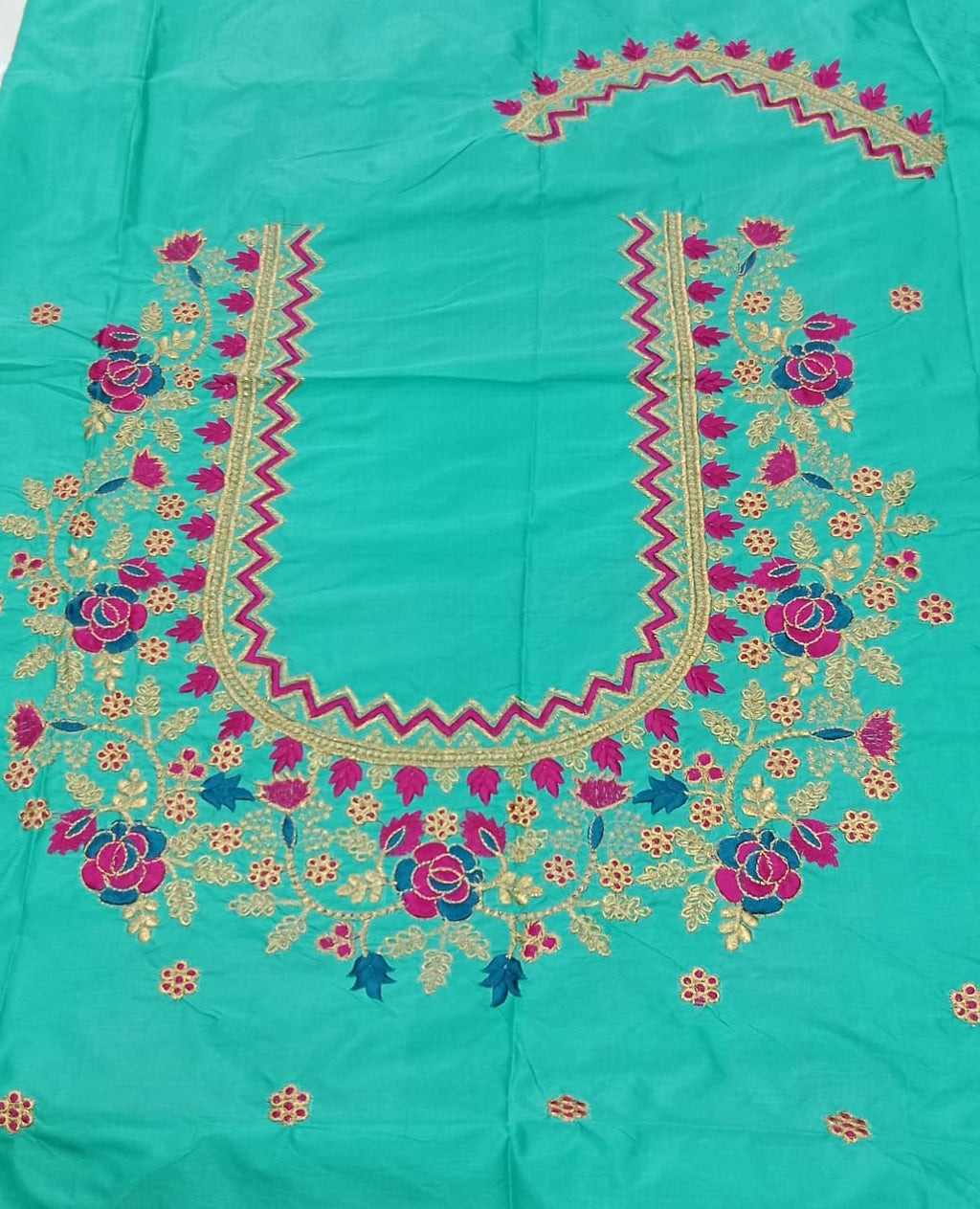 Embroidery Blouse Fabric – Designer Half Pattu Blouse Material (1.25 Meter)