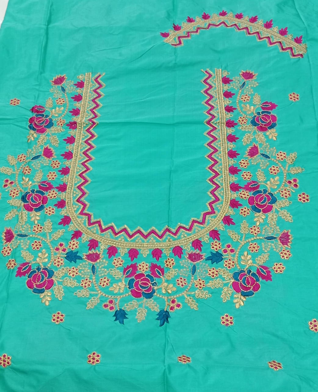 Embroidery Blouse Fabric – Designer Half Pattu Blouse Material (1.25 Meter)