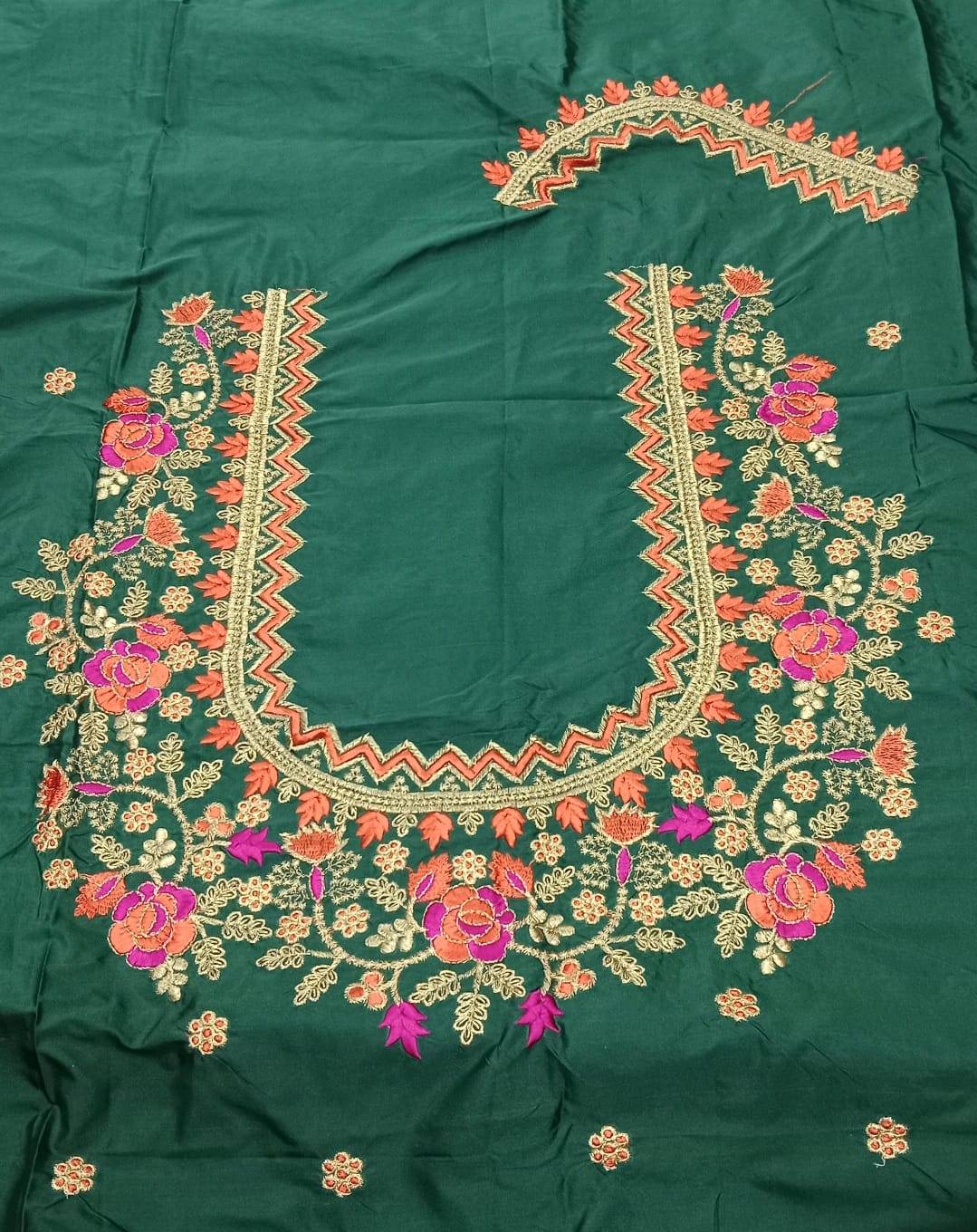 Embroidery Blouse Fabric – Designer Half Pattu Blouse Material (1.25 Meter)