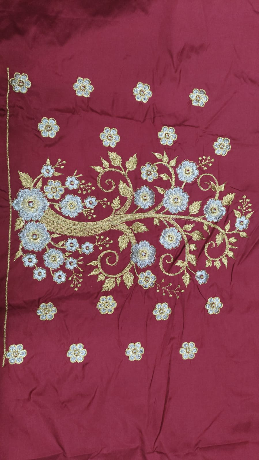 Embroidery Blouse Fabric – Designer Half Pattu Blouse Material (1.25 Meter)