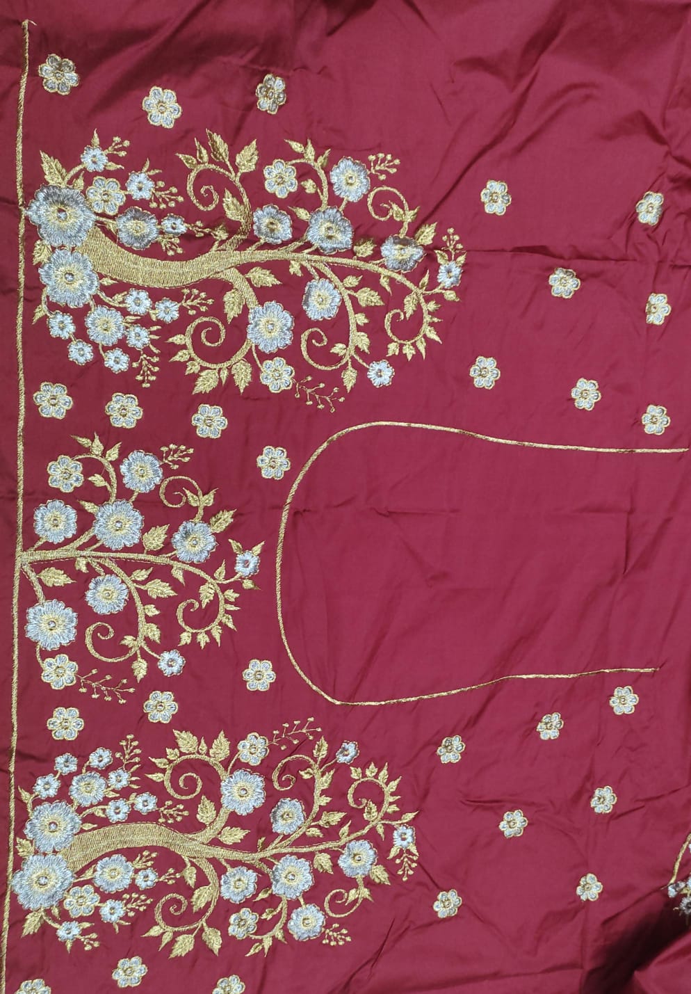 Embroidery Blouse Fabric – Designer Half Pattu Blouse Material (1.25 Meter)