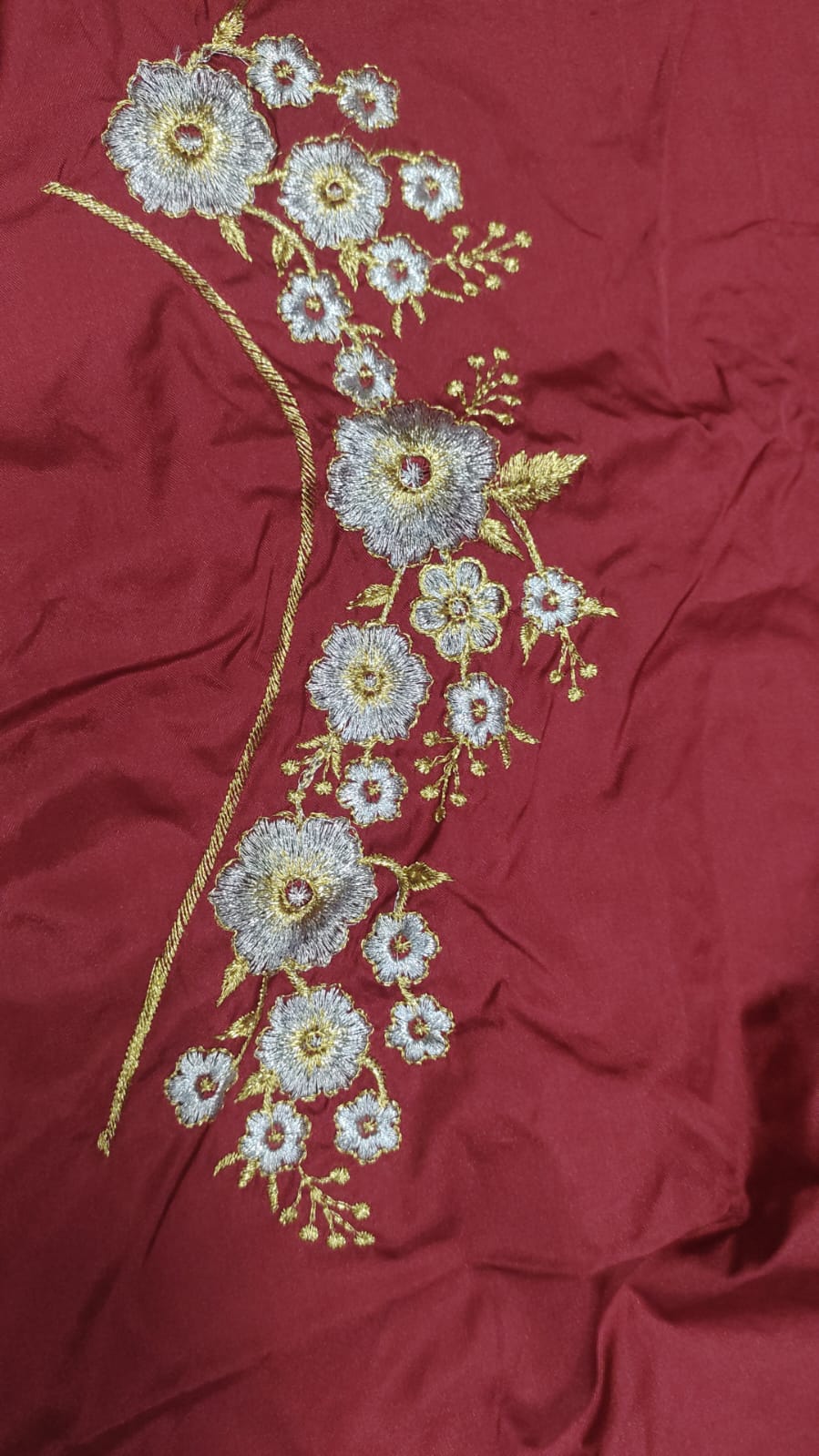 Embroidery Blouse Fabric – Designer Half Pattu Blouse Material (1.25 Meter)