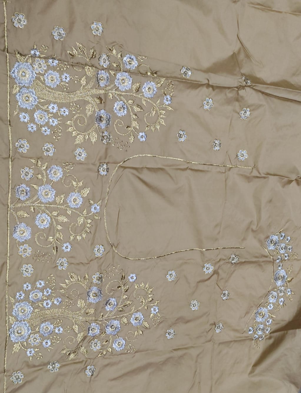 Embroidery Blouse Fabric – Designer Half Pattu Blouse Material (1.25 Meter)