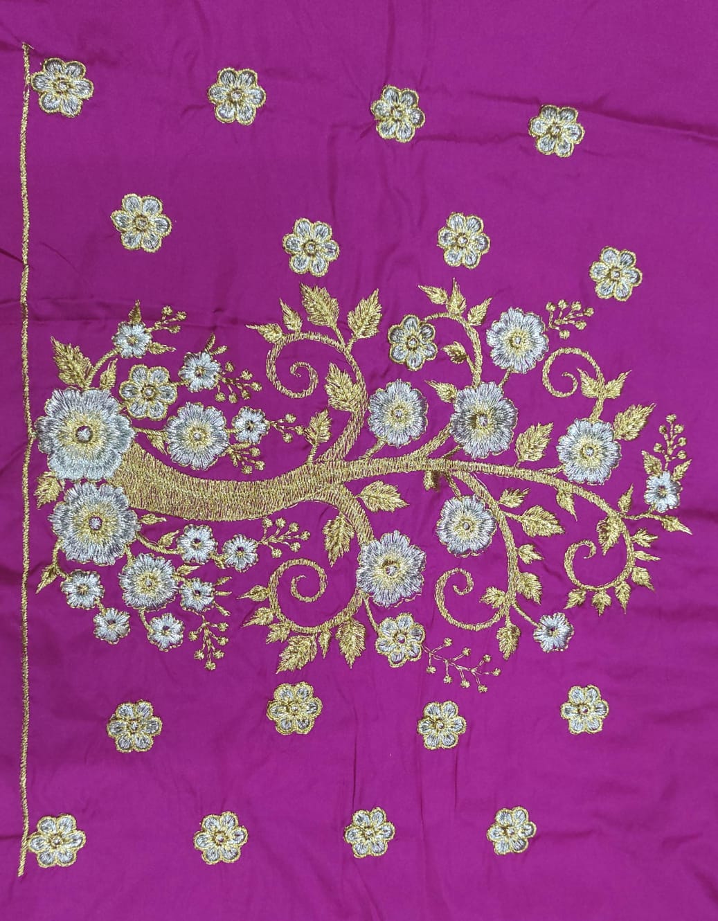 Embroidery Blouse Fabric – Designer Half Pattu Blouse Material (1.25 Meter)