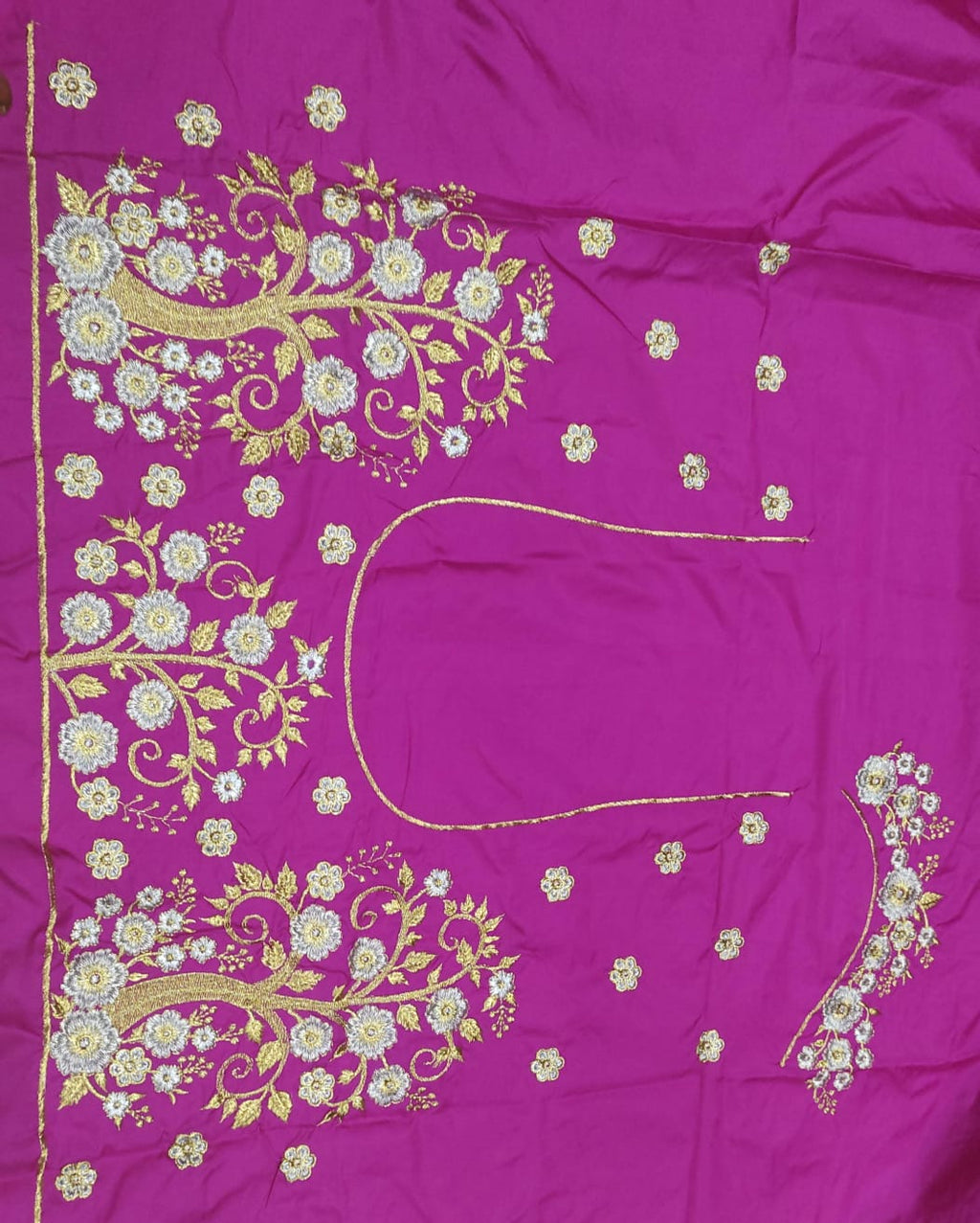 Embroidery Blouse Fabric – Designer Half Pattu Blouse Material (1.25 Meter)