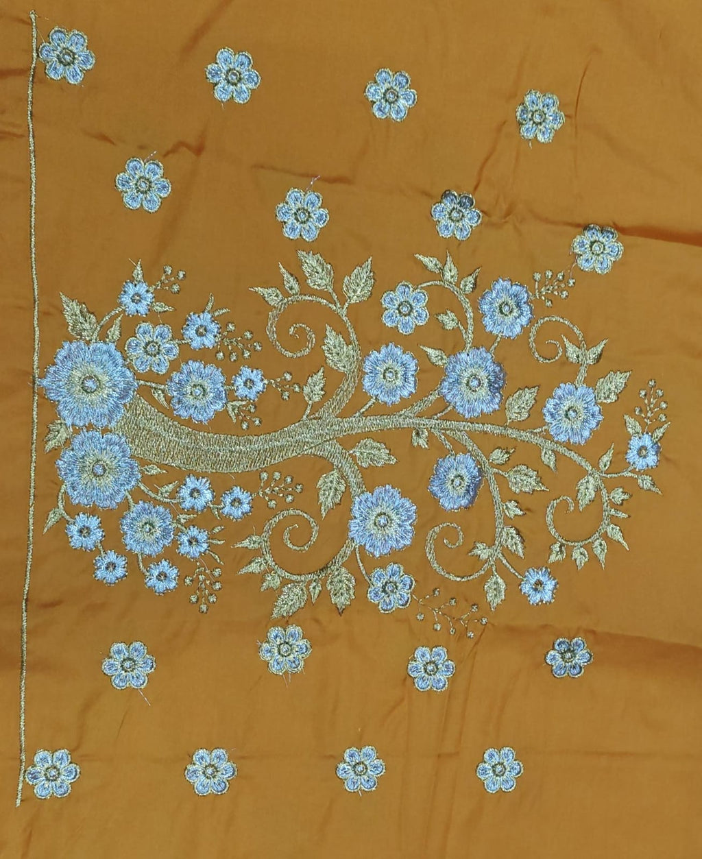 Embroidery Blouse Fabric – Designer Half Pattu Blouse Material (1.25 Meter)