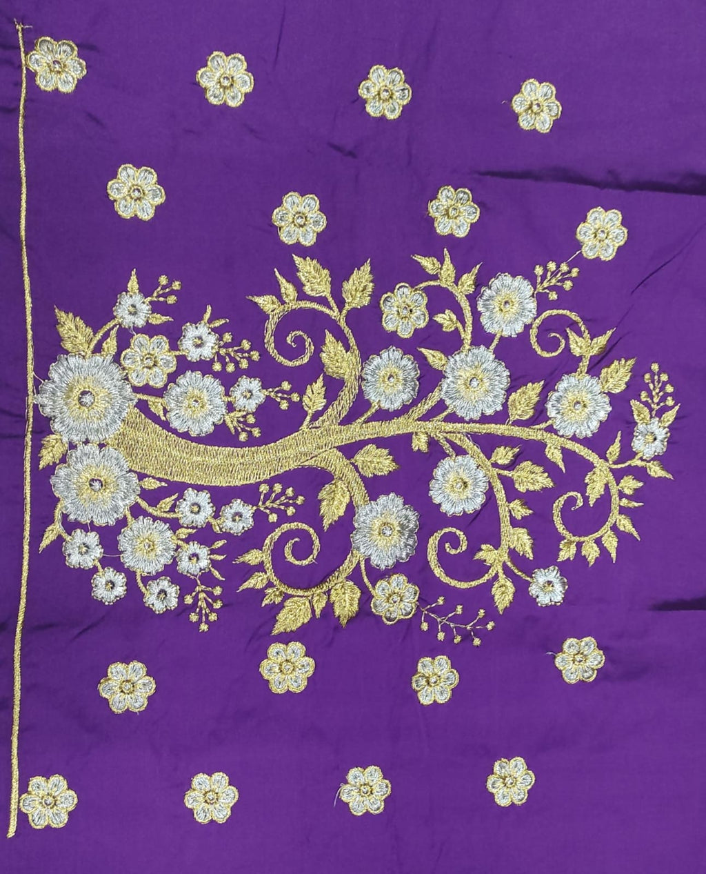 Embroidery Blouse Fabric – Designer Half Pattu Blouse Material (1.25 Meter)