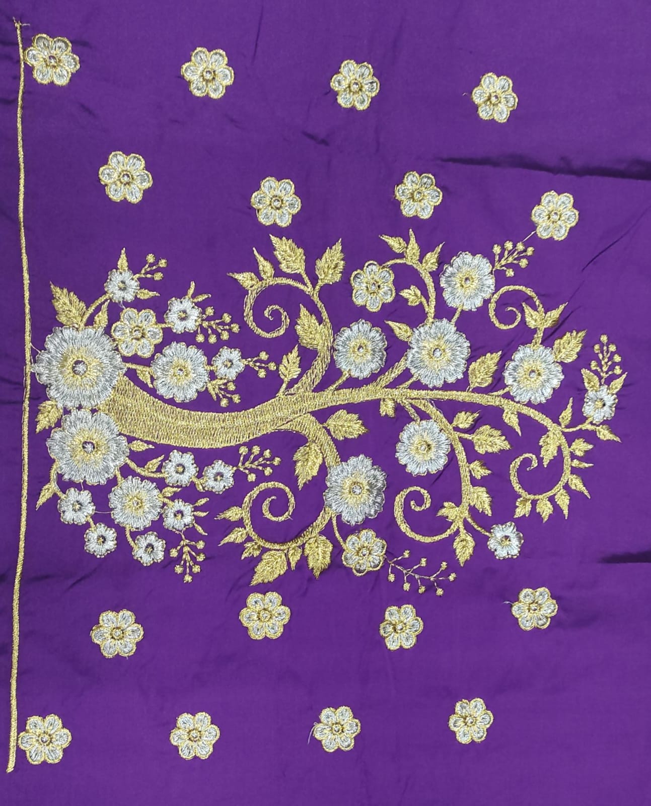 Embroidery Blouse Fabric – Designer Half Pattu Blouse Material (1.25 Meter)