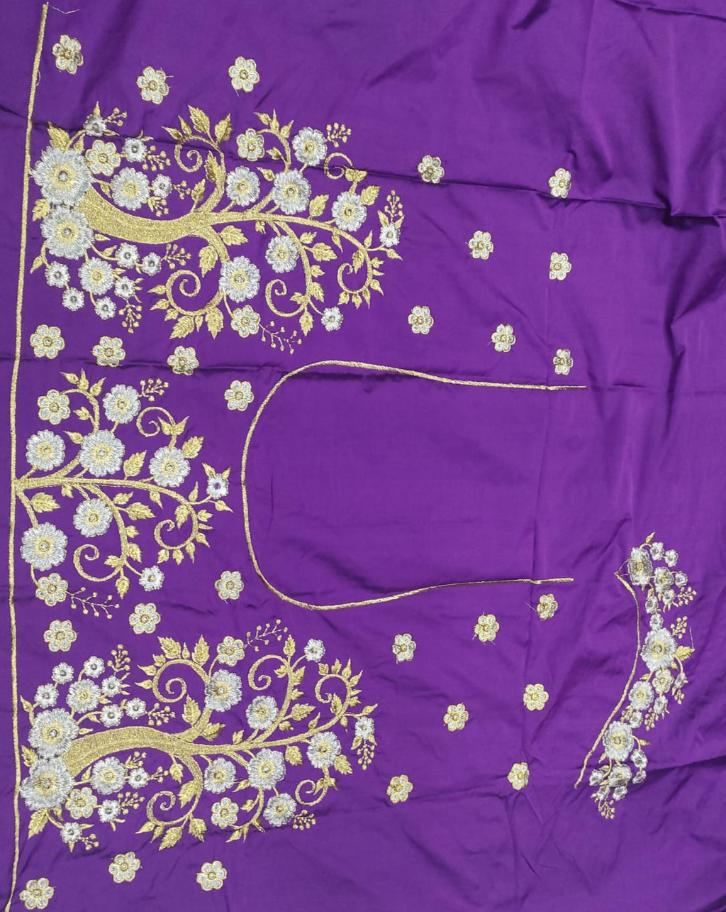 Embroidery Blouse Fabric – Designer Half Pattu Blouse Material (1.25 Meter)