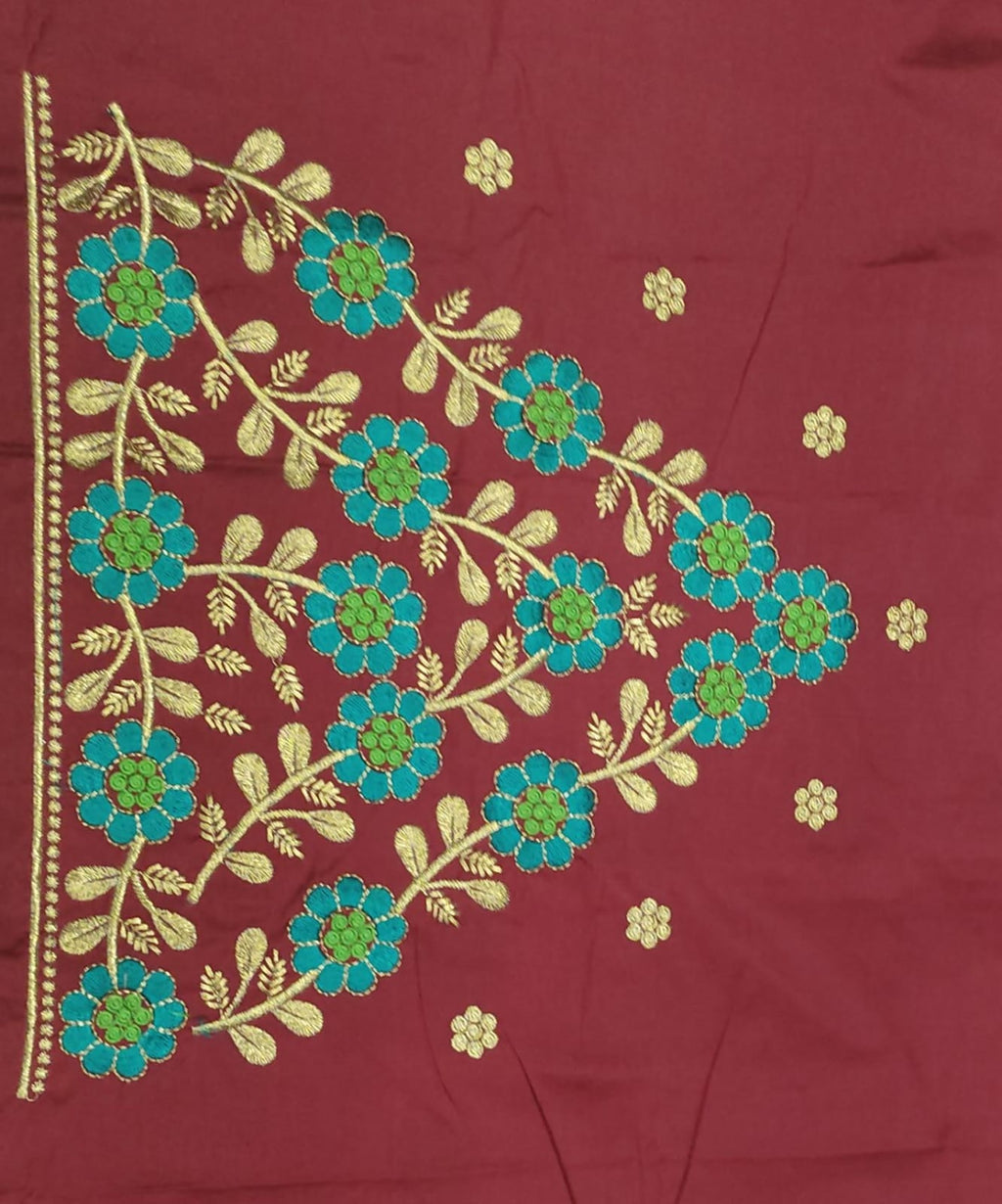 Embroidery Blouse Fabric – Designer Half Pattu Blouse Material (1.25 Meter)