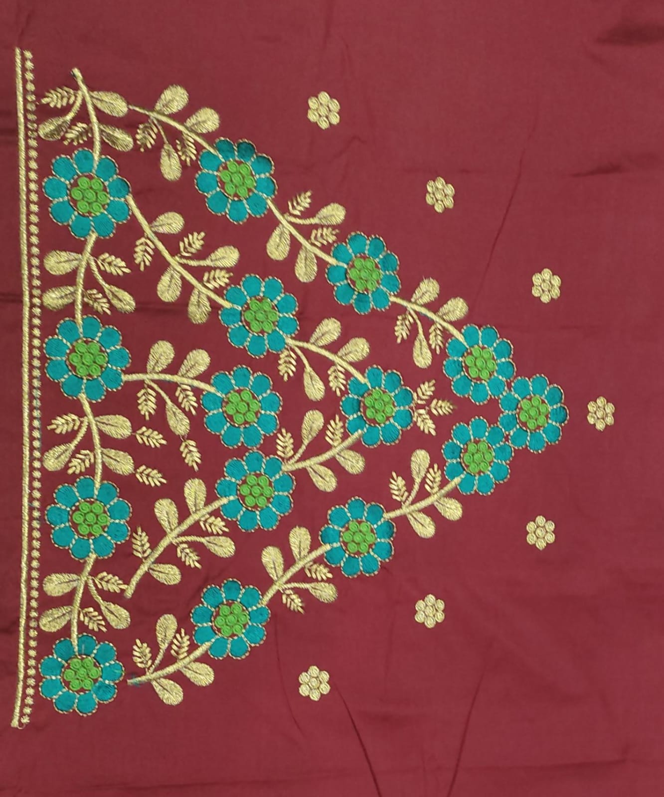 Embroidery Blouse Fabric – Designer Half Pattu Blouse Material (1.25 Meter)