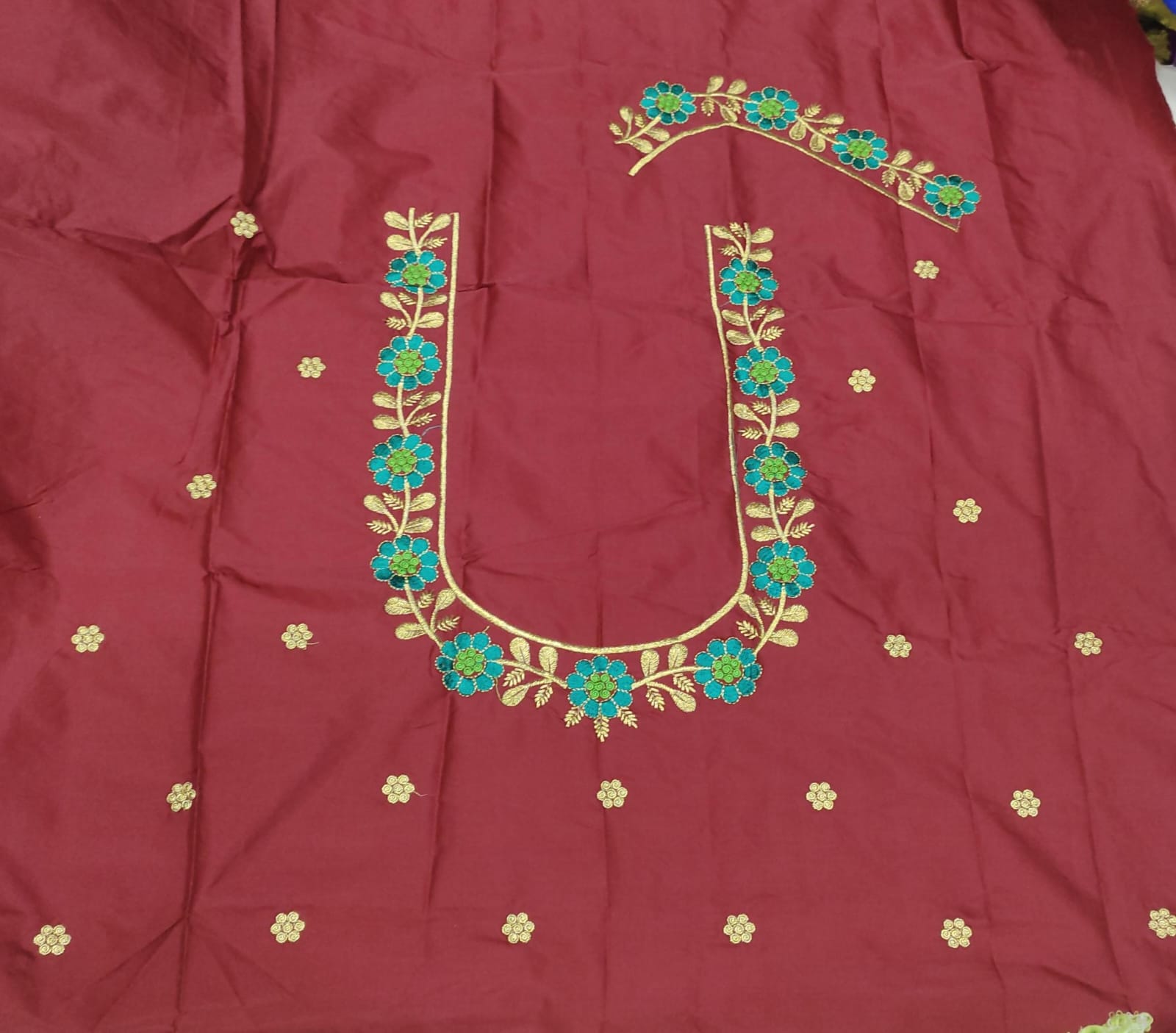 Embroidery Blouse Fabric – Designer Half Pattu Blouse Material (1.25 Meter)