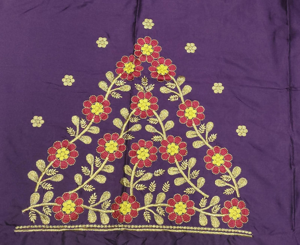 Embroidery Blouse Fabric – Designer Half Pattu Blouse Material (1.25 Meter)
