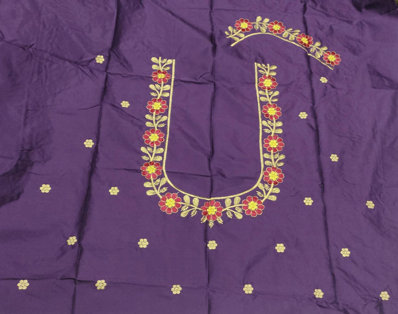 Embroidery Blouse Fabric – Designer Half Pattu Blouse Material (1.25 Meter)
