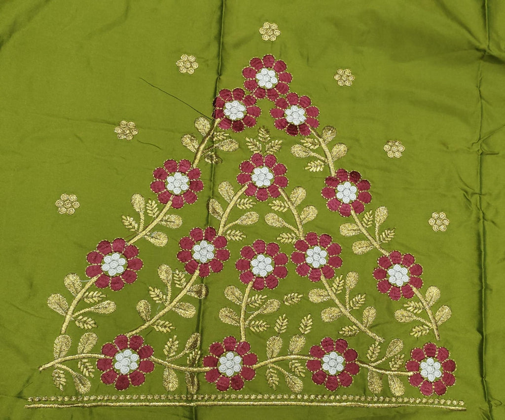 Embroidery Blouse Fabric – Designer Half Pattu Blouse Material (1.25 Meter)