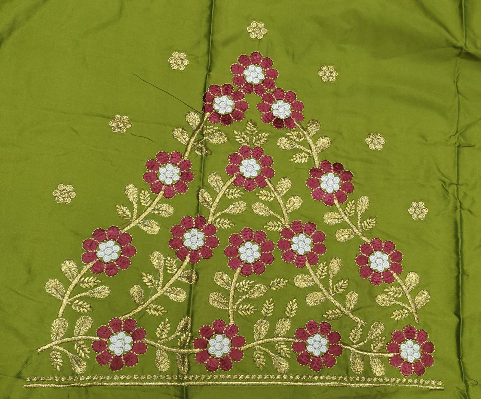 Embroidery Blouse Fabric – Designer Half Pattu Blouse Material (1.25 Meter)