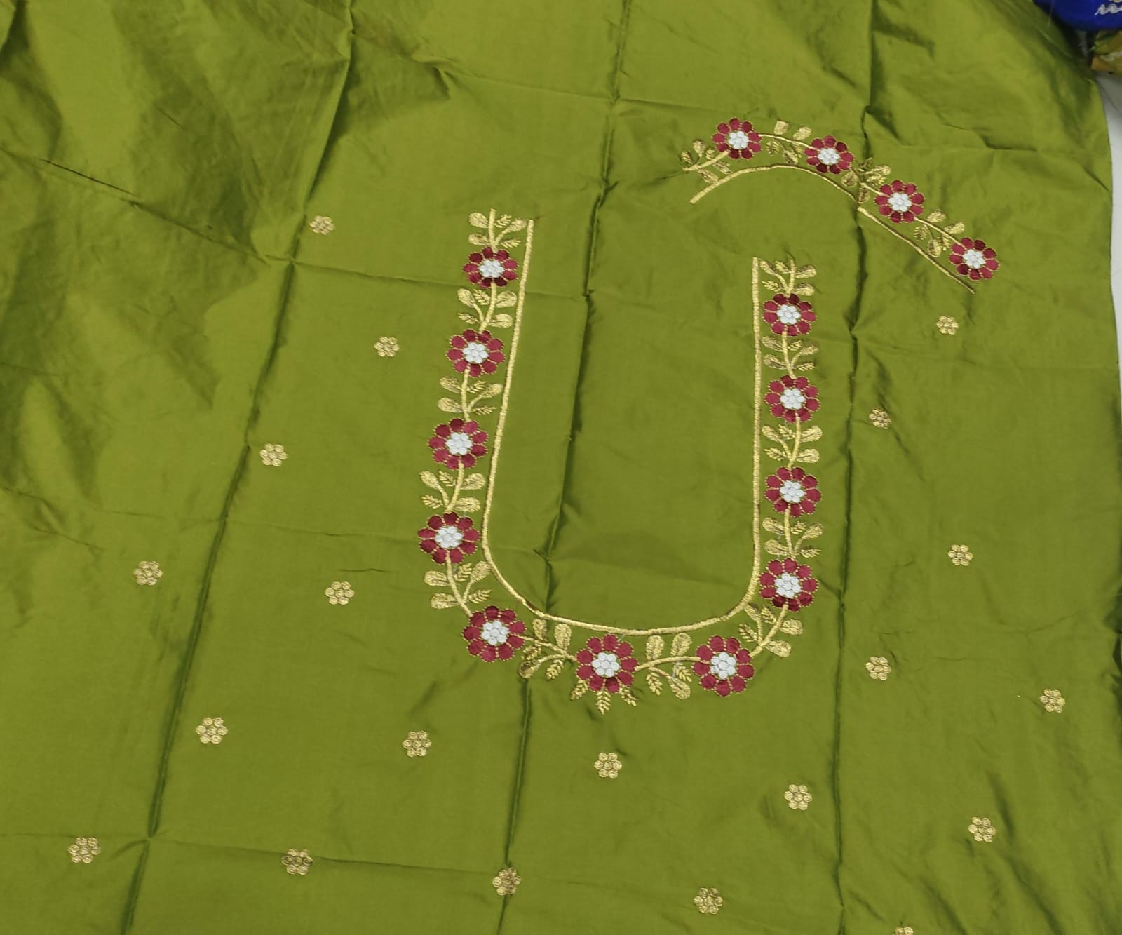 Embroidery Blouse Fabric – Designer Half Pattu Blouse Material (1.25 Meter)