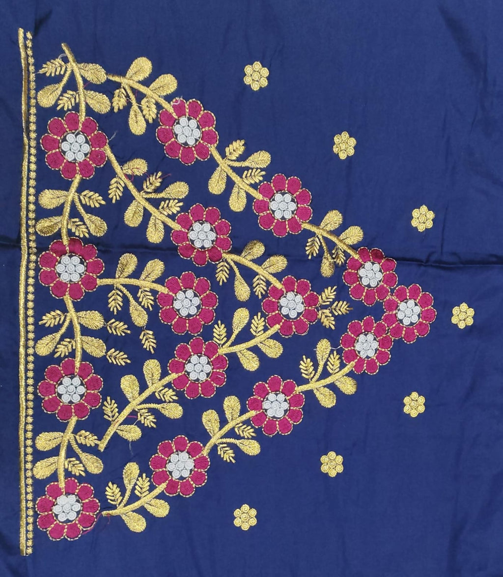 Embroidery Blouse Fabric – Designer Half Pattu Blouse Material (1.25 Meter)