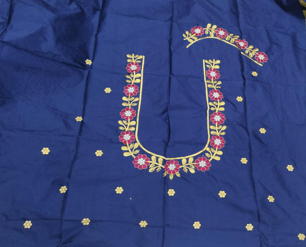 Embroidery Blouse Fabric – Designer Half Pattu Blouse Material (1.25 Meter)