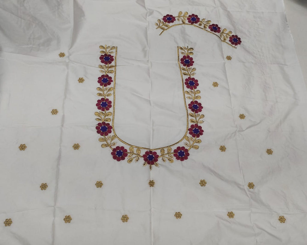 Embroidery Blouse Fabric – Designer Half Pattu Blouse Material (1.25 Meter)