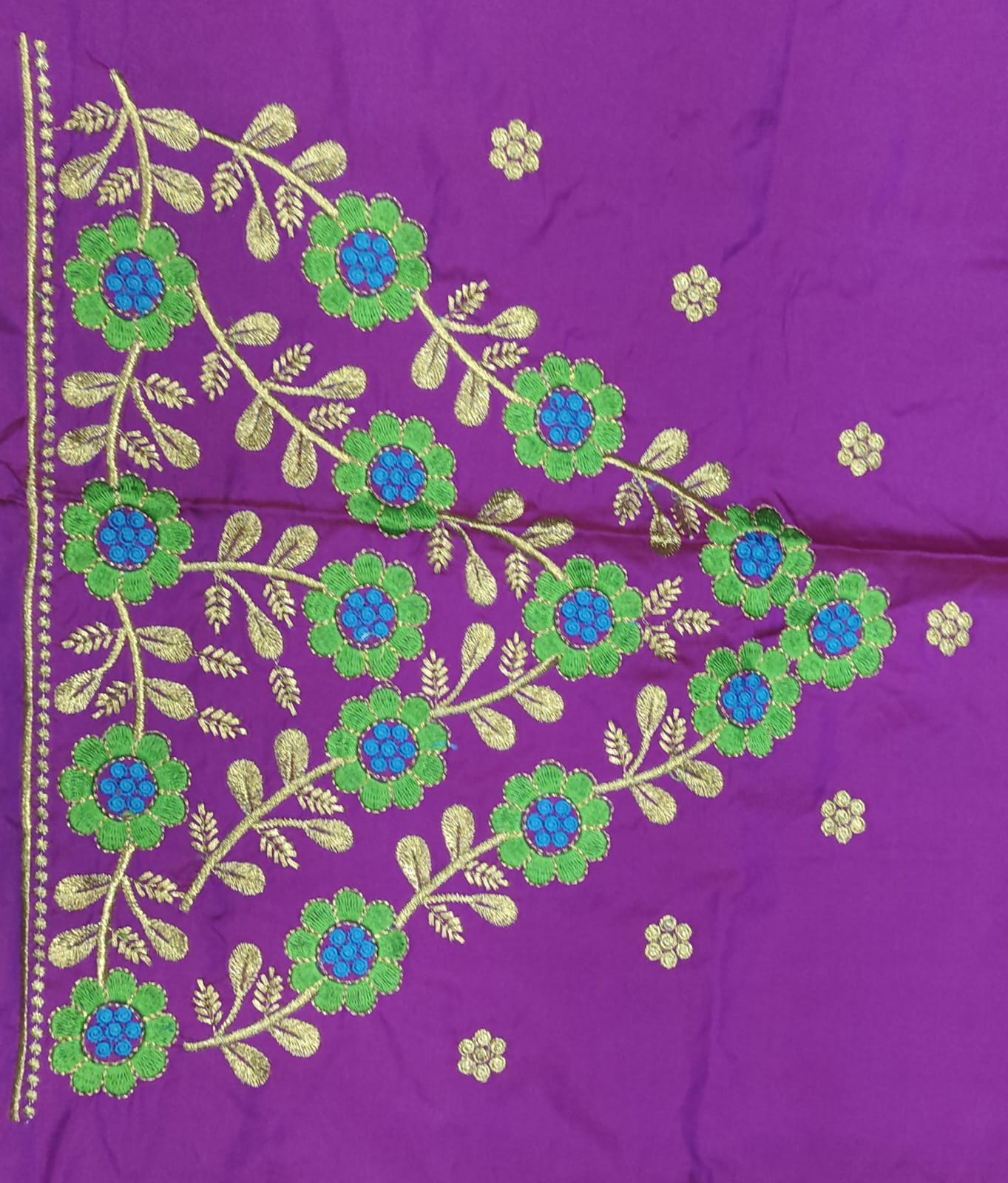 Embroidery Blouse Fabric – Designer Half Pattu Blouse Material (1.25 Meter)