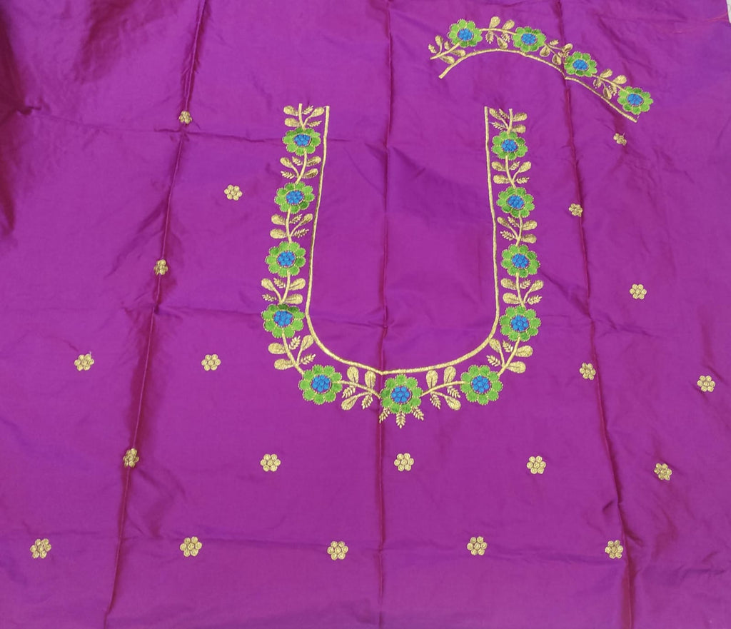 Embroidery Blouse Fabric – Designer Half Pattu Blouse Material (1.25 Meter)