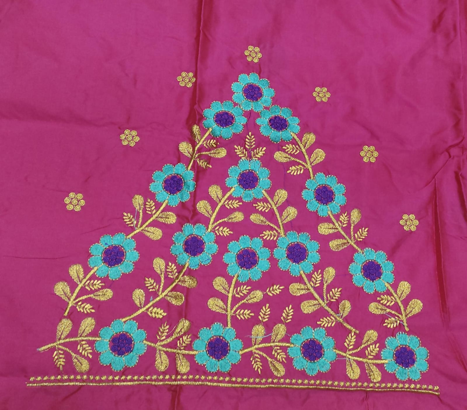 Embroidery Blouse Fabric – Designer Half Pattu Blouse Material (1.25 Meter)