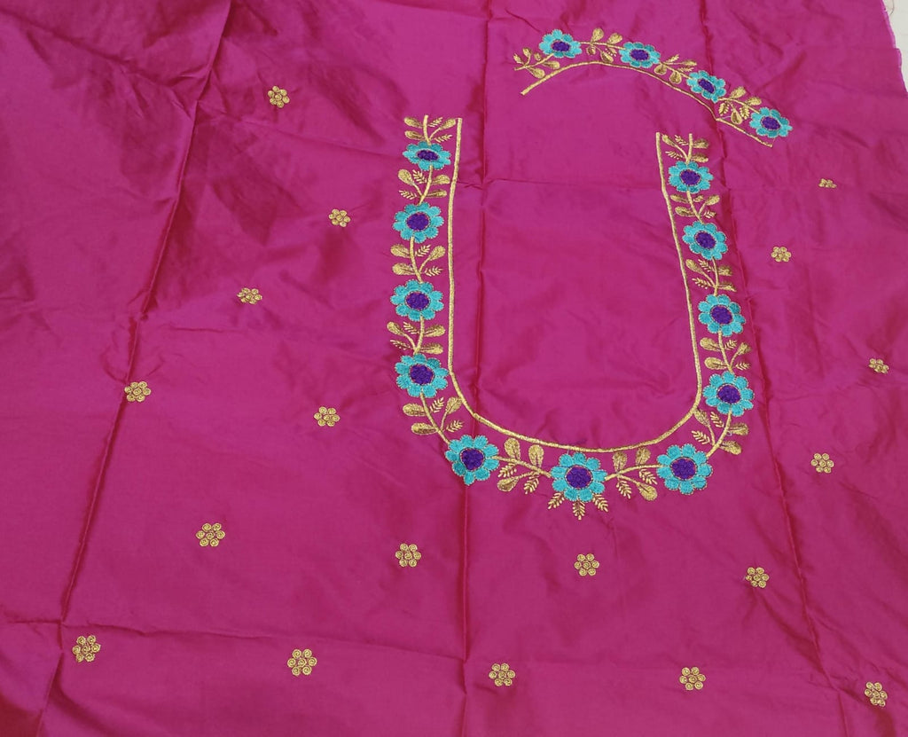 Embroidery Blouse Fabric – Designer Half Pattu Blouse Material (1.25 Meter)