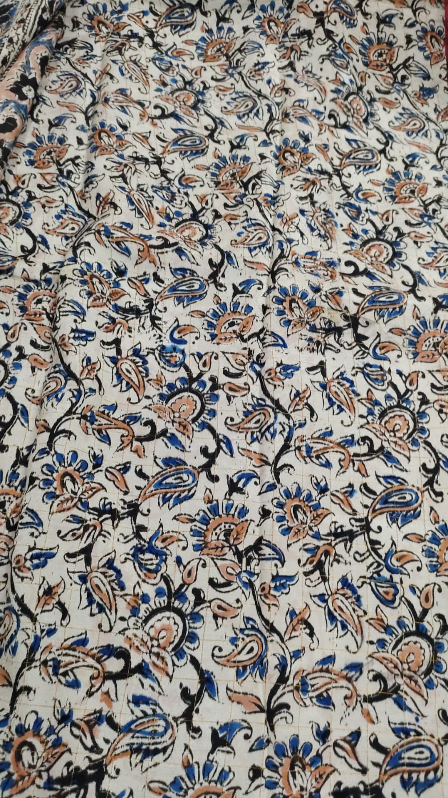 uppada pattu checks saree with kalamkari digital print border