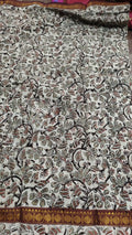 uppada pattu checks saree with kalamkari digital print border