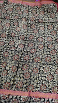 uppada pattu checks saree with kalamkari digital print border