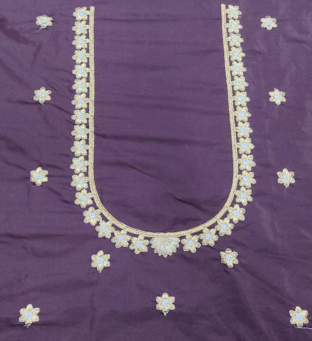 Embroidery Blouse Fabric – Designer Half Pattu Blouse Material (1.25 Meter)