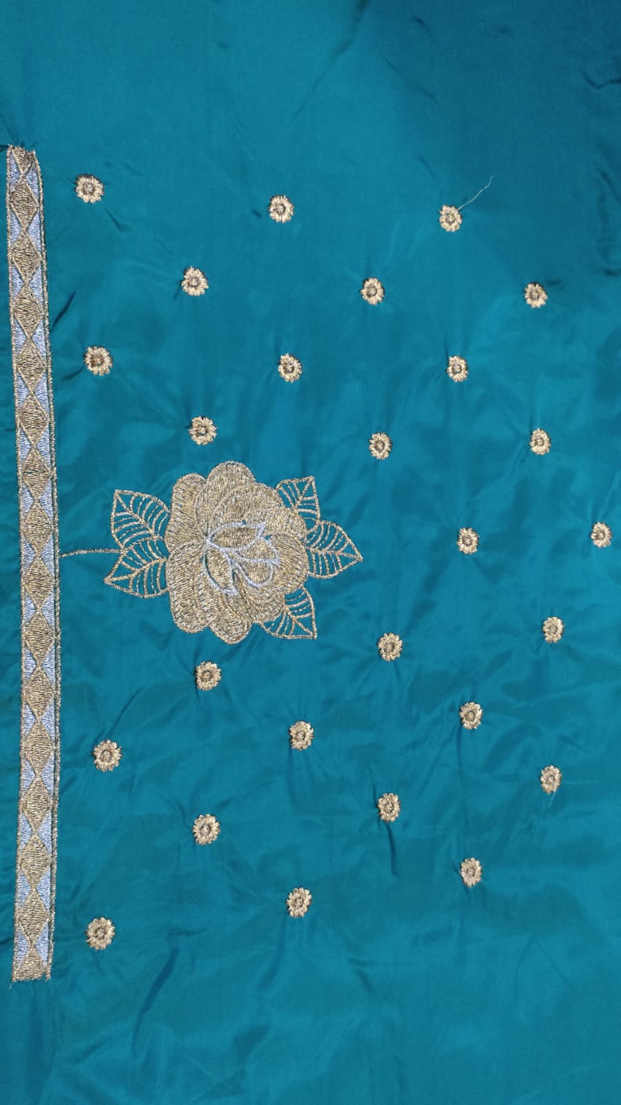 Embroidery Blouse Fabric – Designer Half Pattu Blouse Material (1.25 Meter)