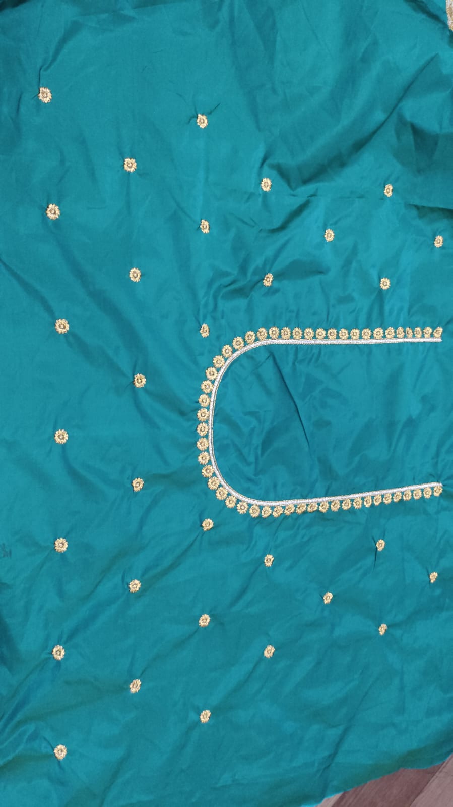 Embroidery Blouse Fabric – Designer Half Pattu Blouse Material (1.25 Meter)