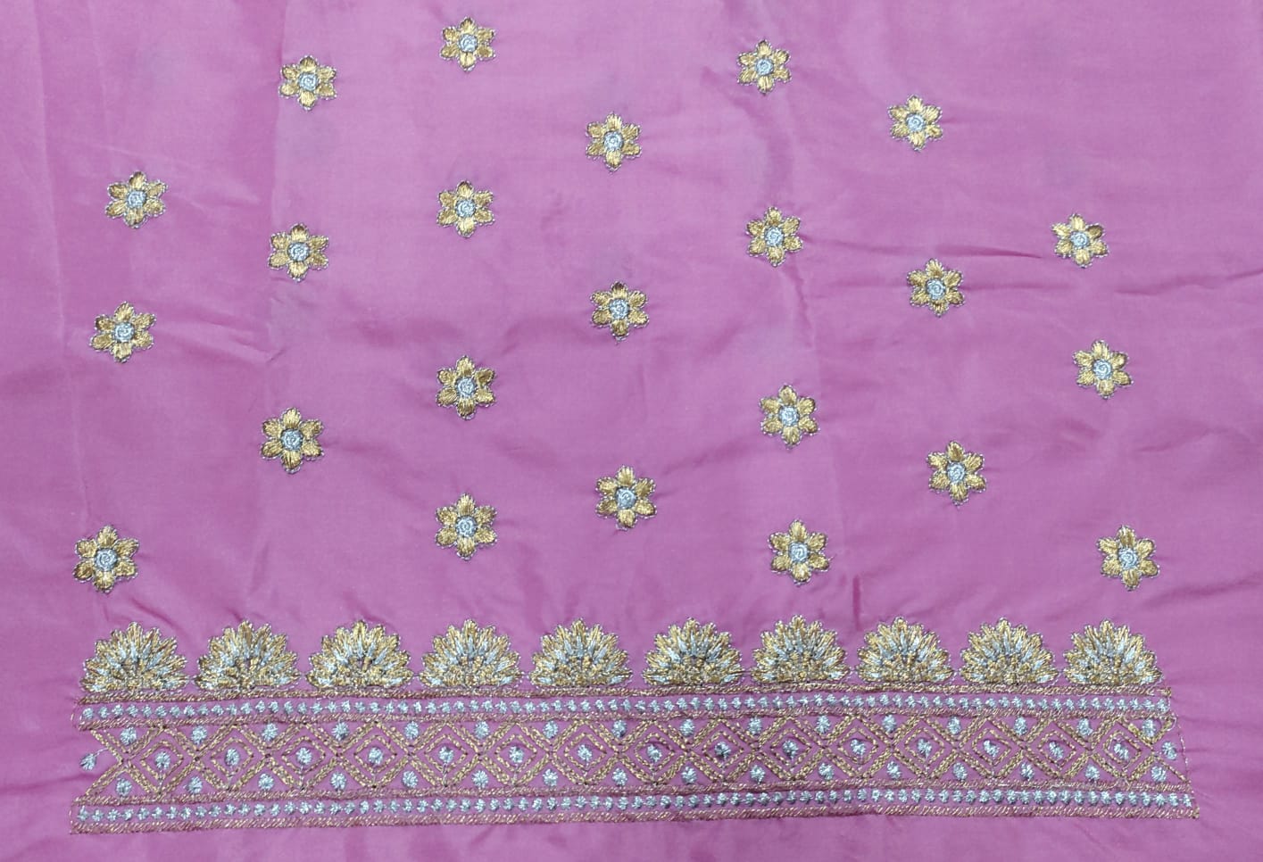 Embroidery Blouse Fabric – Designer Half Pattu Blouse Material (1.25 Meter)