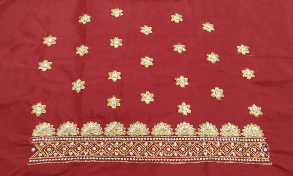 Embroidery Blouse Fabric – Designer Half Pattu Blouse Material (1.25 Meter)
