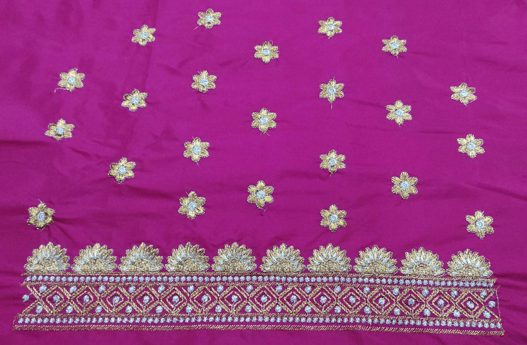 Embroidery Blouse Fabric – Designer Half Pattu Blouse Material (1.25 Meter)