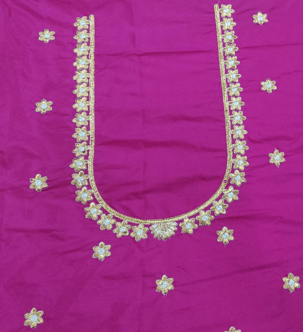 Embroidery Blouse Fabric – Designer Half Pattu Blouse Material (1.25 Meter)