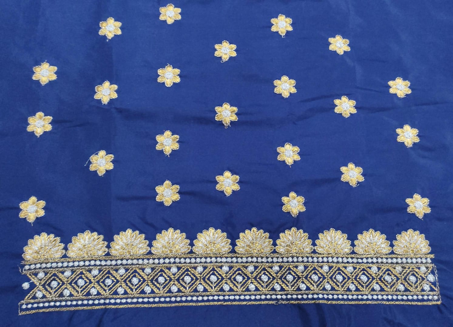 Embroidery Blouse Fabric – Designer Half Pattu Blouse Material (1.25 Meter)