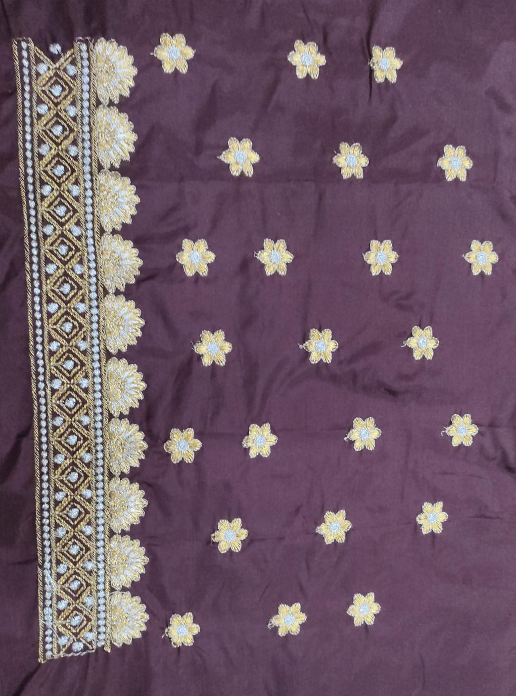 Embroidery Blouse Fabric – Designer Half Pattu Blouse Material (1.25 Meter)